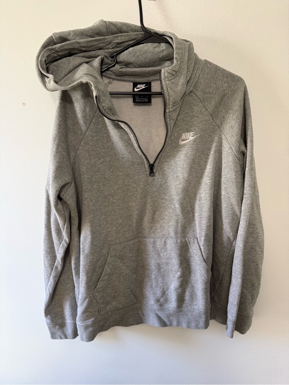 Nike Grey Quarter-Zip Hoodie with Kangaroo Pocket
